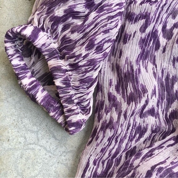 Etoile Isabel Marant Dress Silk Chiffon Sheer Shift Long Sleeved Mini Purple 0 - Picture 7 of 8